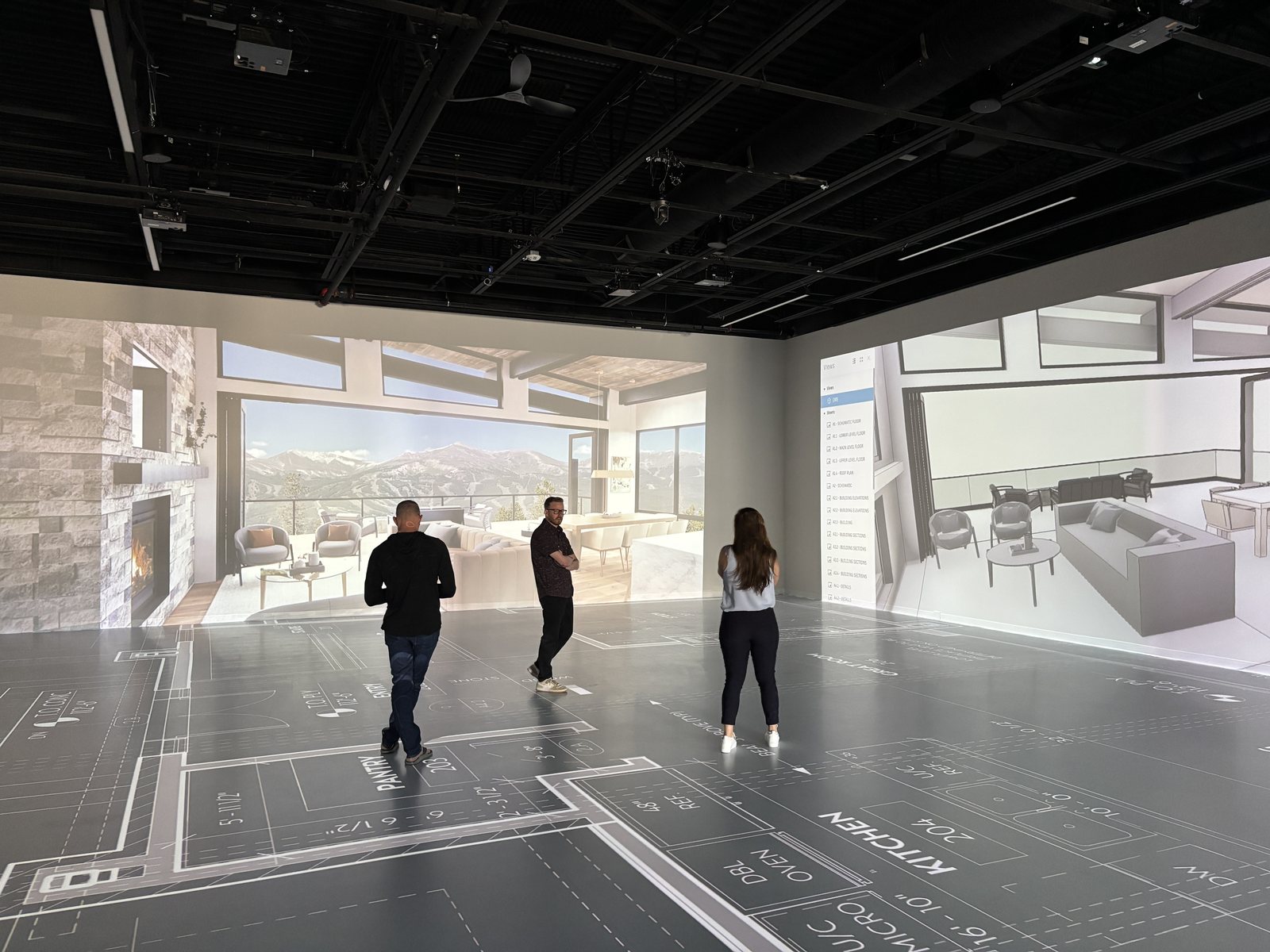 Inside Projective Studios — immersive 3-wall projection room