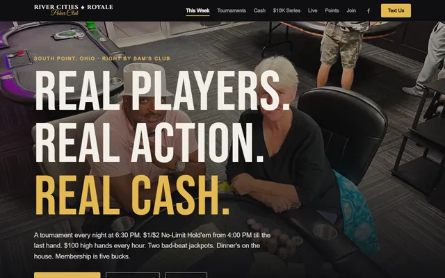 Homepage of River Cities Royale Poker Club, rivercitiesroyale.com